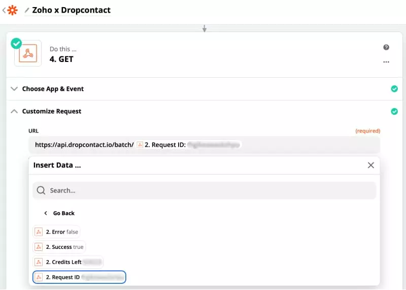 GET Command Zoho x Dropcontact