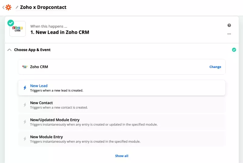 new lead in zoho crm