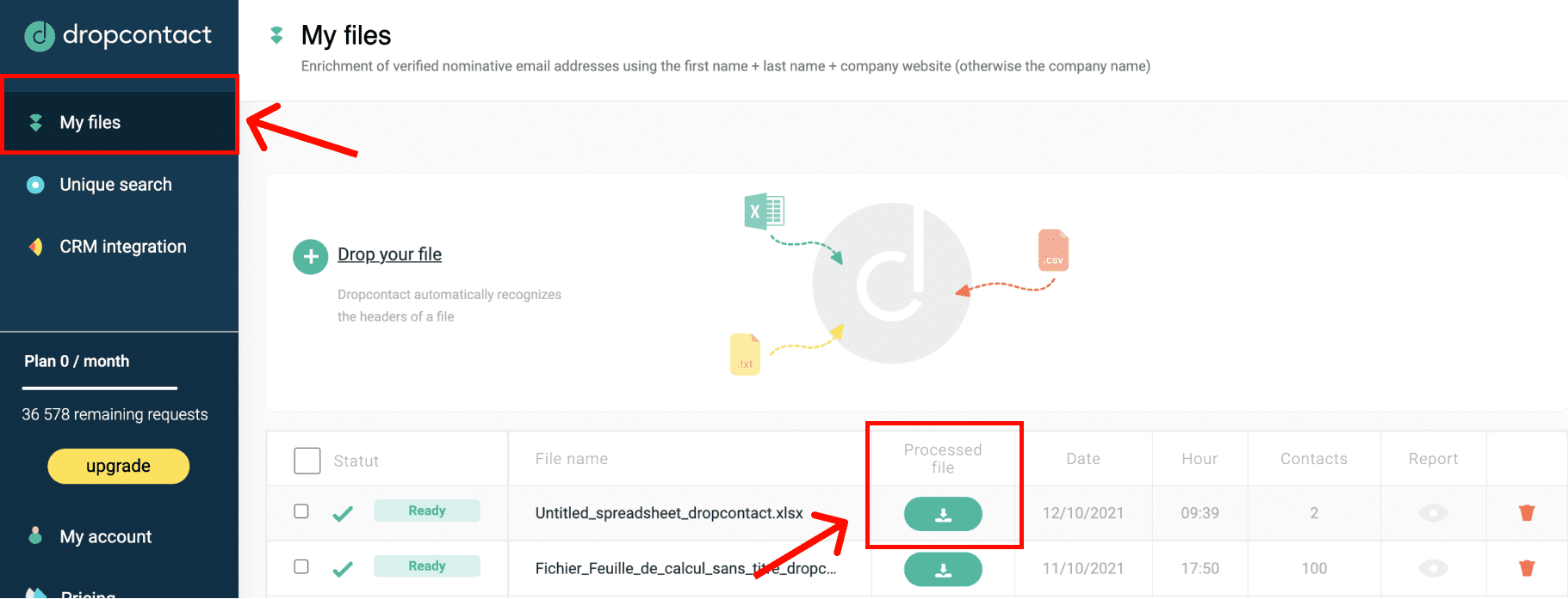 How can I download my enriched file with Dropcontact
