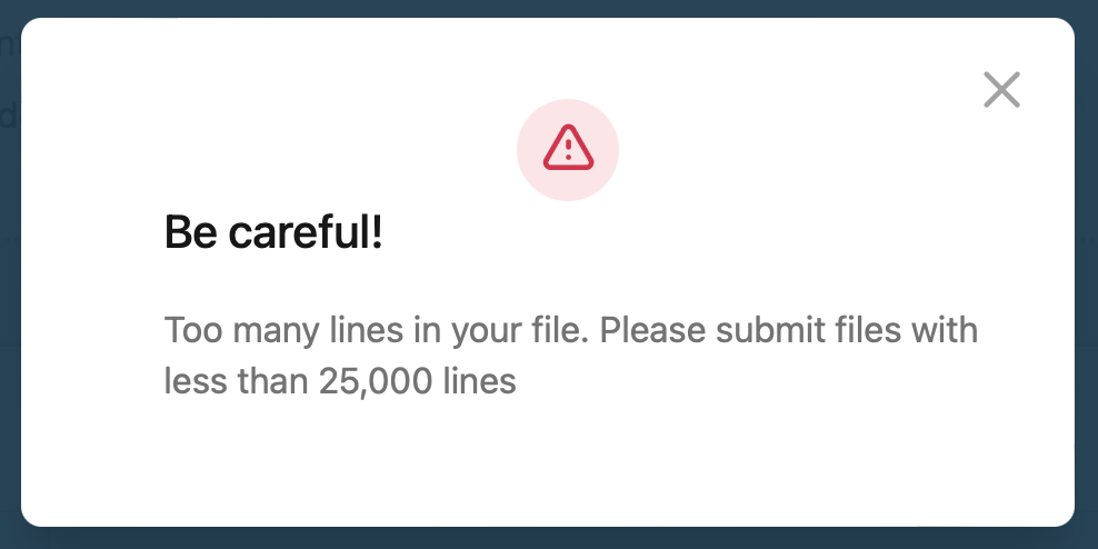 File limit warning message