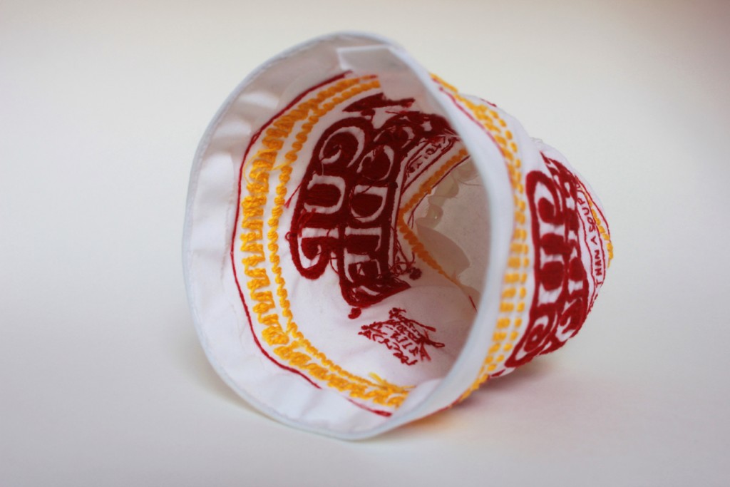 "Cup Noodles" embroidery by Jessica So Ren Tang