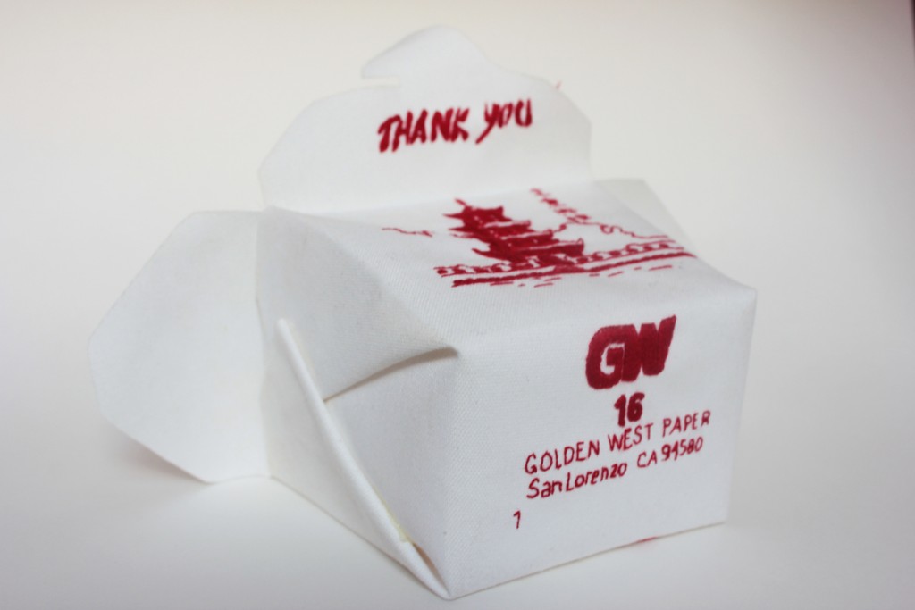 "Take Out Box" embroidery by Jessica So Ren Tang