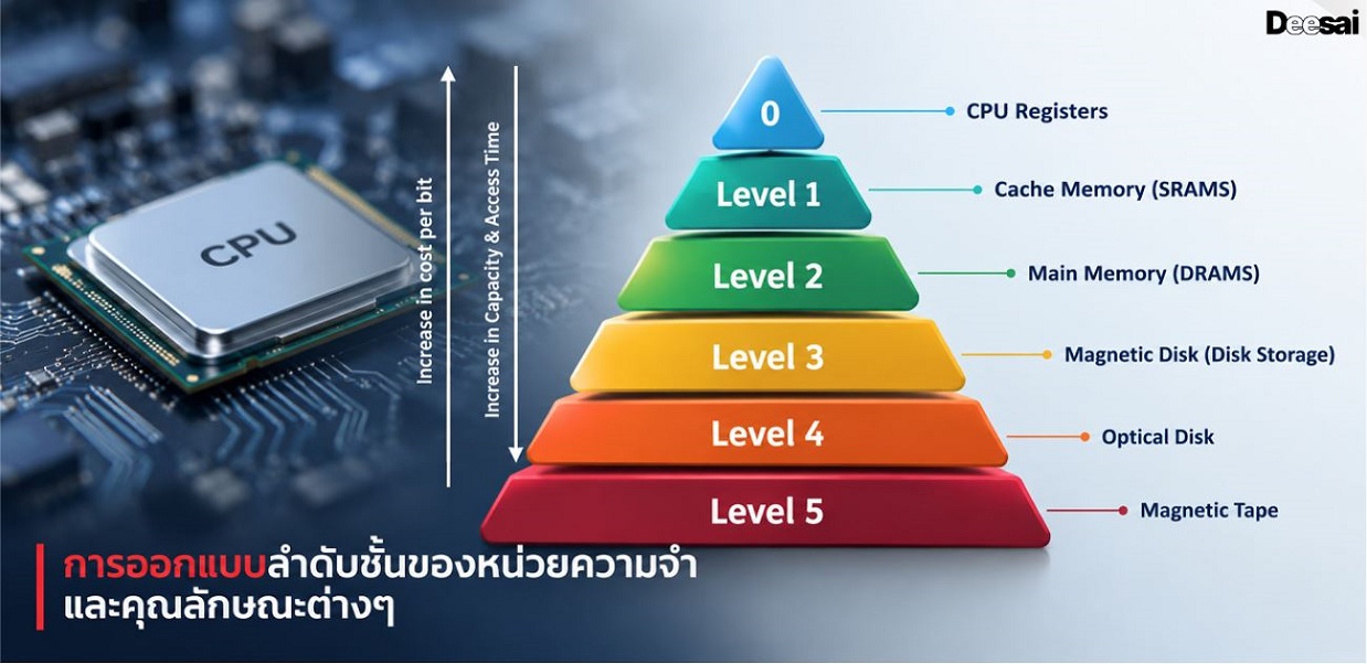 การออกแบบลำดับชั้นของหน่วยความจำและคุณลักษณะต่างๆ