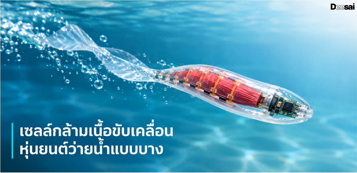 เซลล์กล้ามเนื้อขับเคลื่อนหุ่นยนต์ว่ายน้ำแบบบาง
