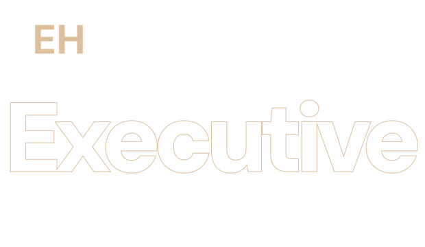 Text reading 'EH Preventative Executive Health for top performers' and a large outlined word 'Executive' on a black background.