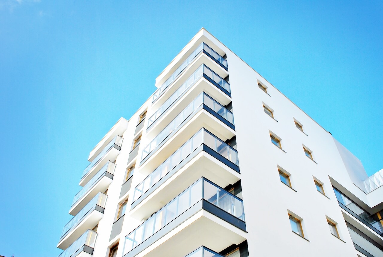 tall residential building with balconies