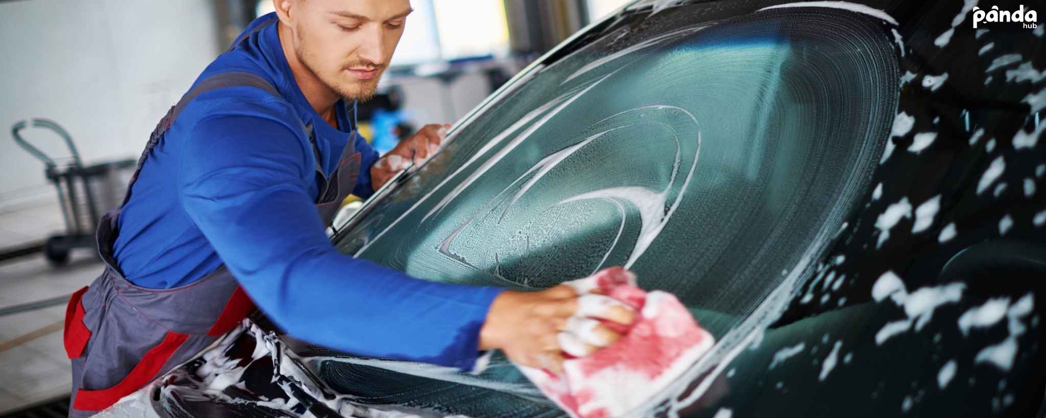 Hand washing a car