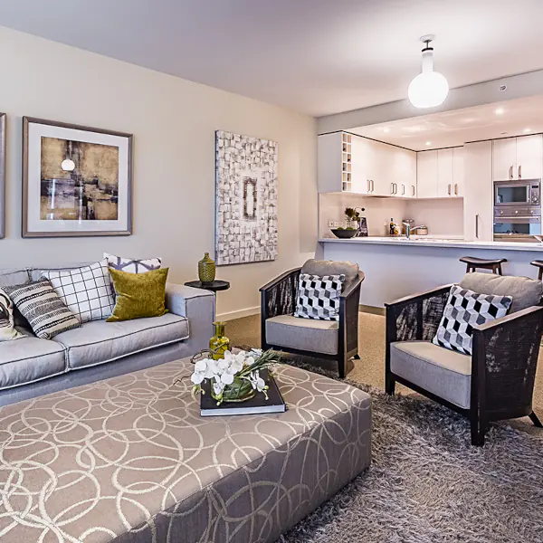 Living room of Mayflower Brighton Independent living unit.