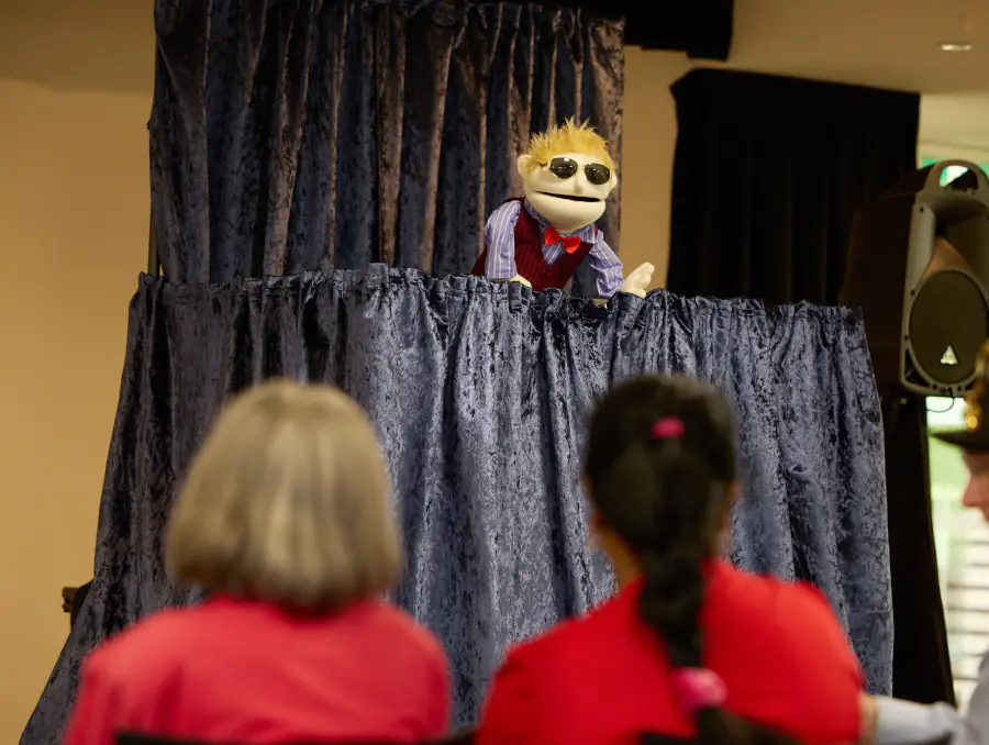 Puppet performance for aged care residents at Mayflower Brighton aged care.