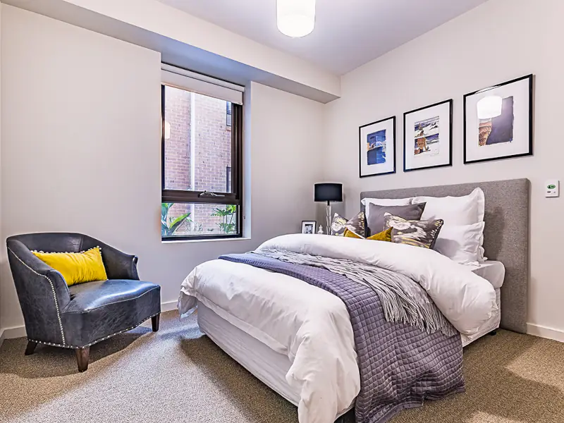 2 bedroom apartment living and kitchen