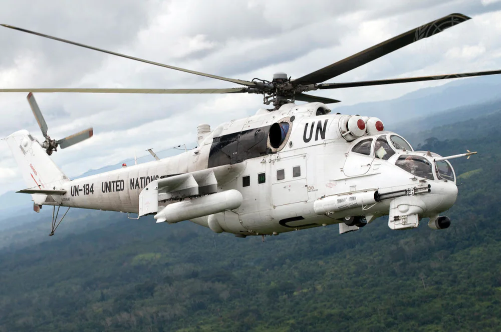UN Helicopter in flight (used with permission)