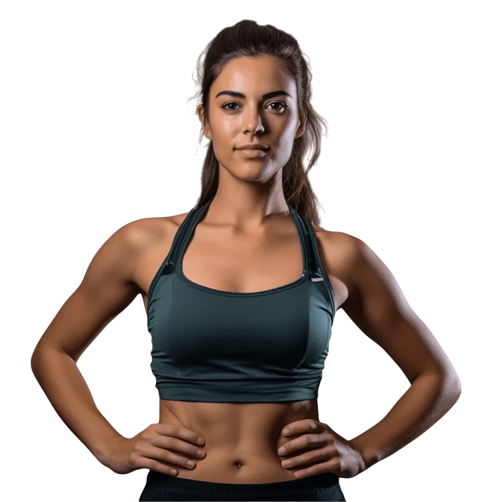 Woman standing with her hands on her hips in a gym