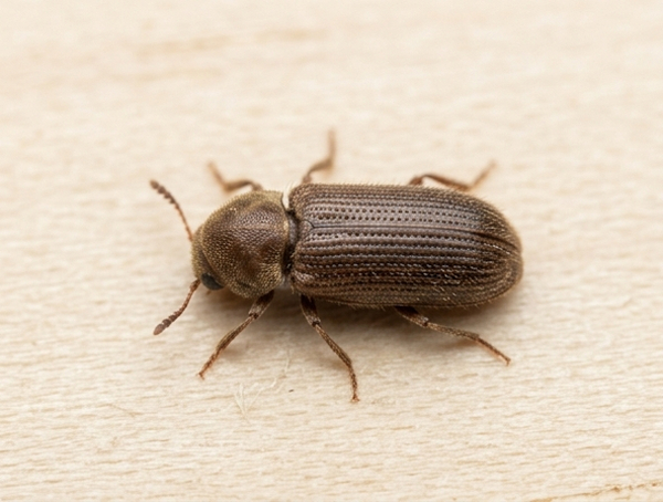 Červotoč (Anobium punctatum), dřevokazný brouk