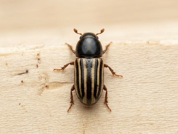 Dřevokaz čárkovaný (Trypodendron lineatum), dřevokazný brouk