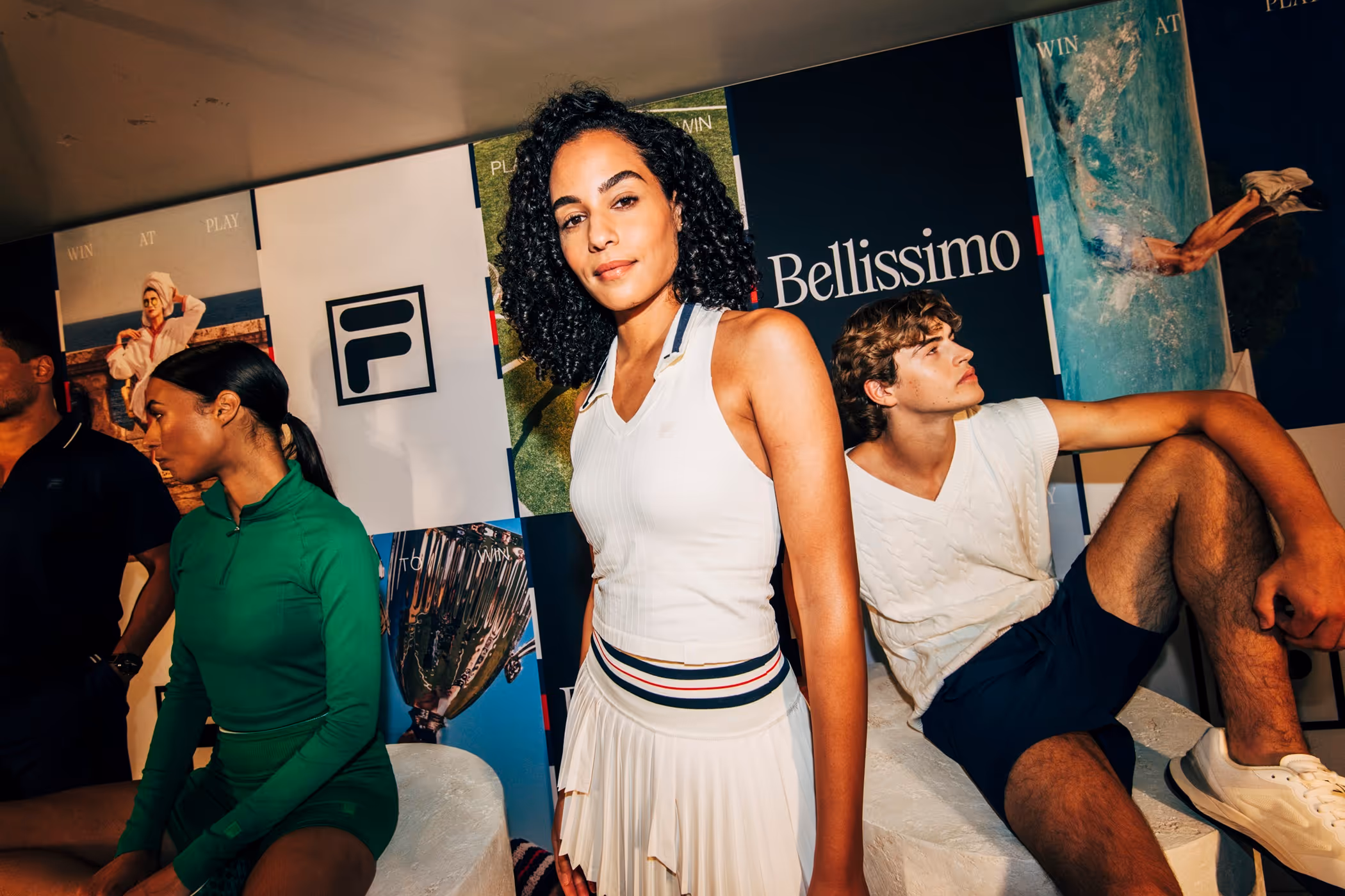 Influencers posing at the Fila Press Preview FW24 event.