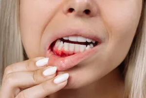 A woman with inflamed gums