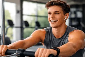 A man wearing Hawley retainers while working out
