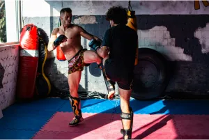  Two men sparring