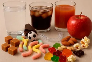 Sticky and sugary foods