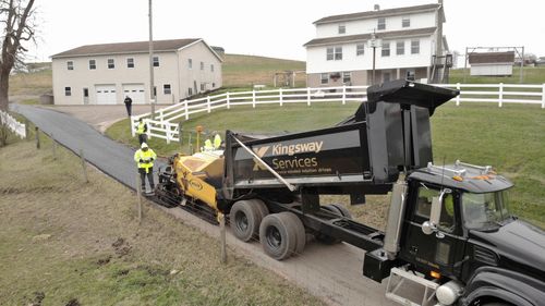 kingsway dump truck dumping material