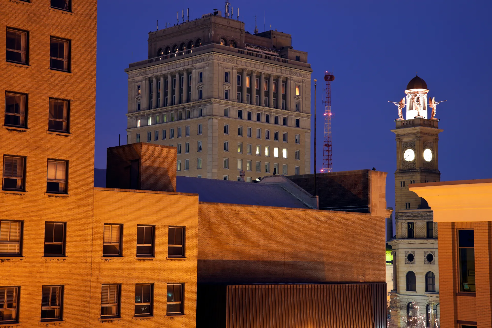 A view of downtown Canton at sundown