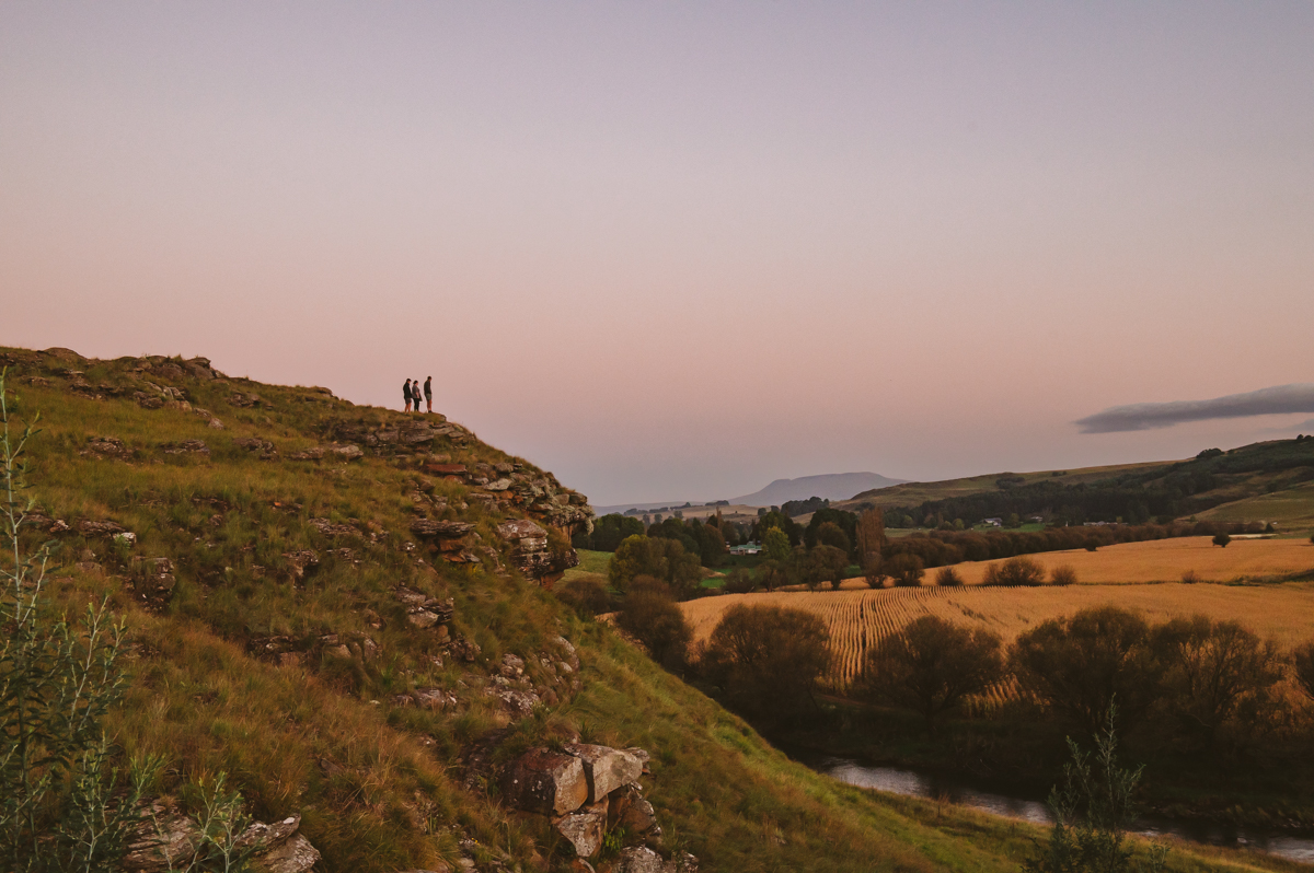 The Southern Drakensberg team enjoying breathtaking mountain views. 