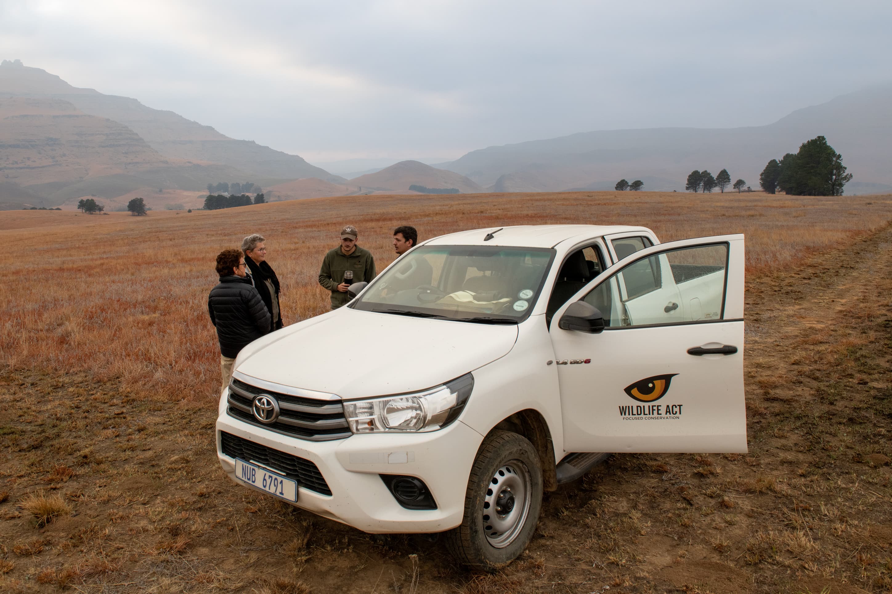 Wildlife conservation team preparing for monitoring activities in the Southern Drakensberg before heading into the field