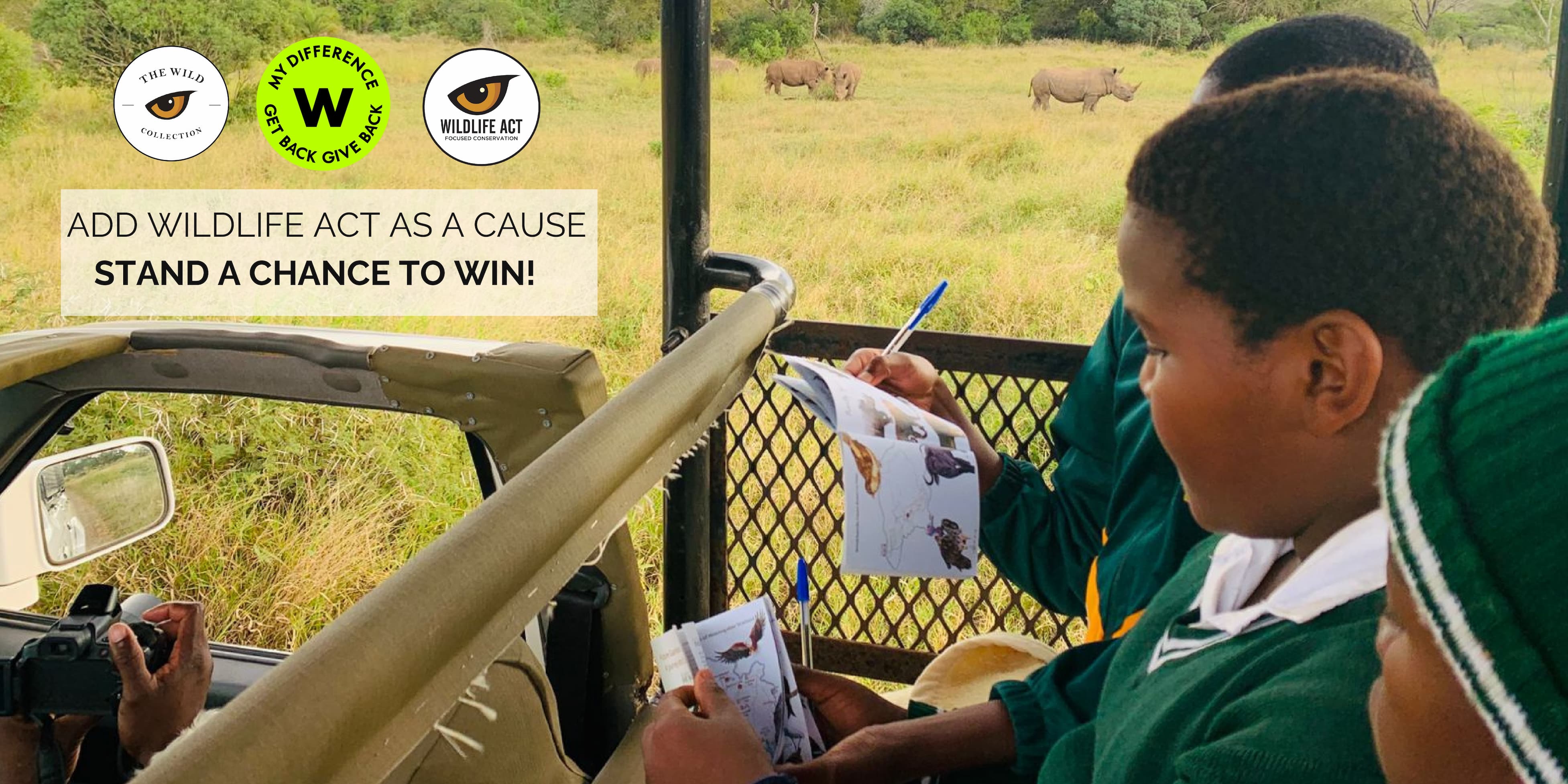 Graphic inviting supporters to add Wildlife ACT as a Woolworths MyDifference cause and stand a chance to win a Wild Collection hamper.