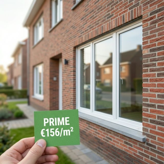 Façade de maison belge avec châssis rénovés — guide des primes Wallonie 2026