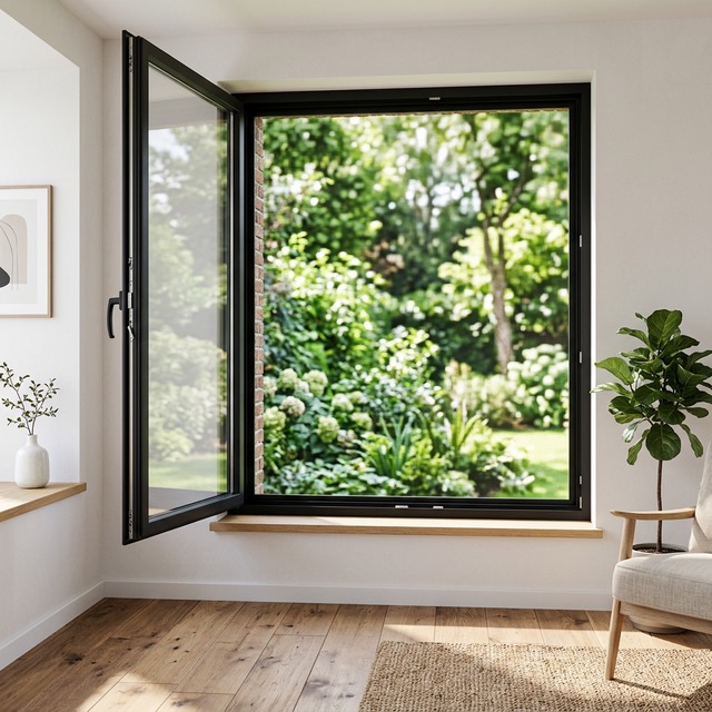 Moustiquaire Eko Okna sur fenêtre ouverte avec lumière naturelle