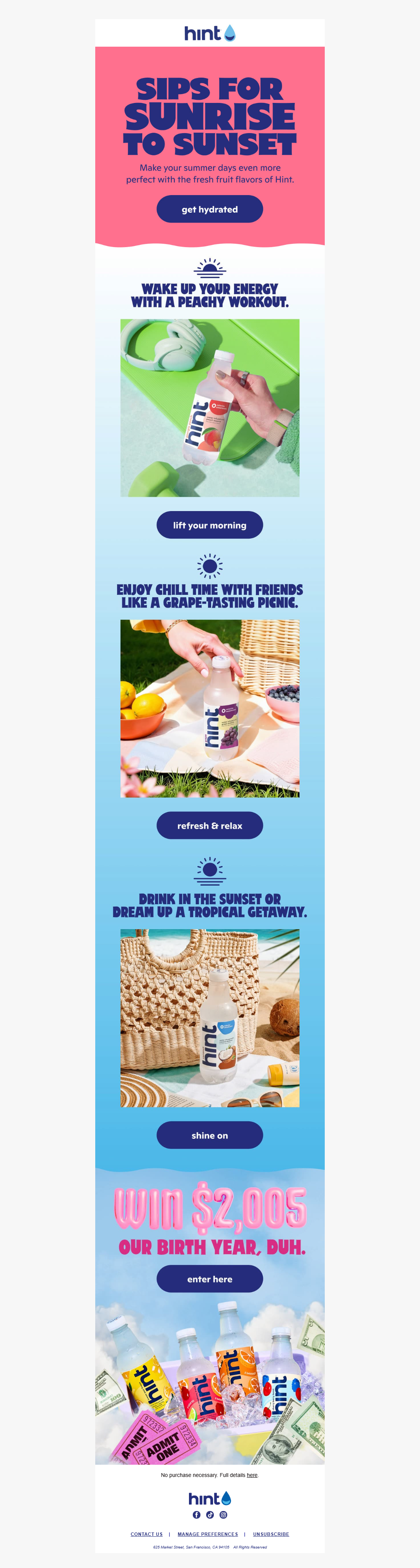 Hydrate the day away with Hint