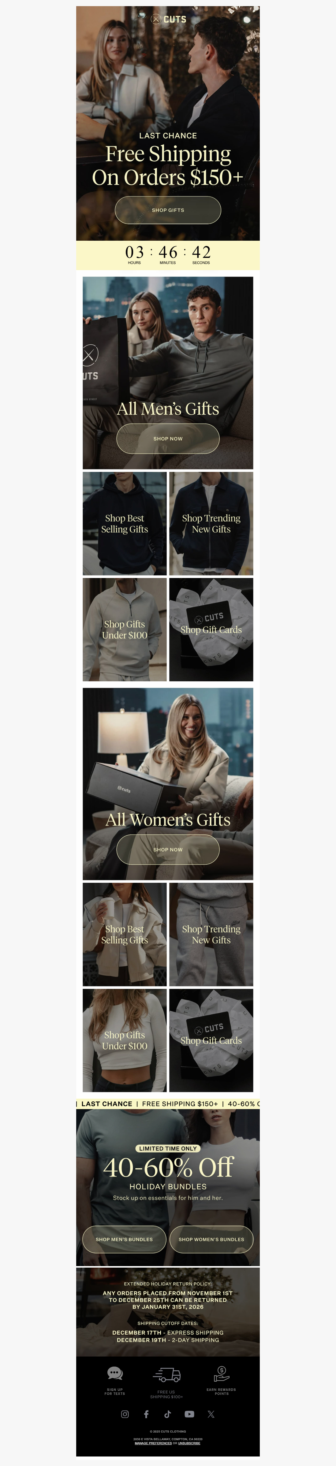 Last Chance: Free Express Shipping $150+