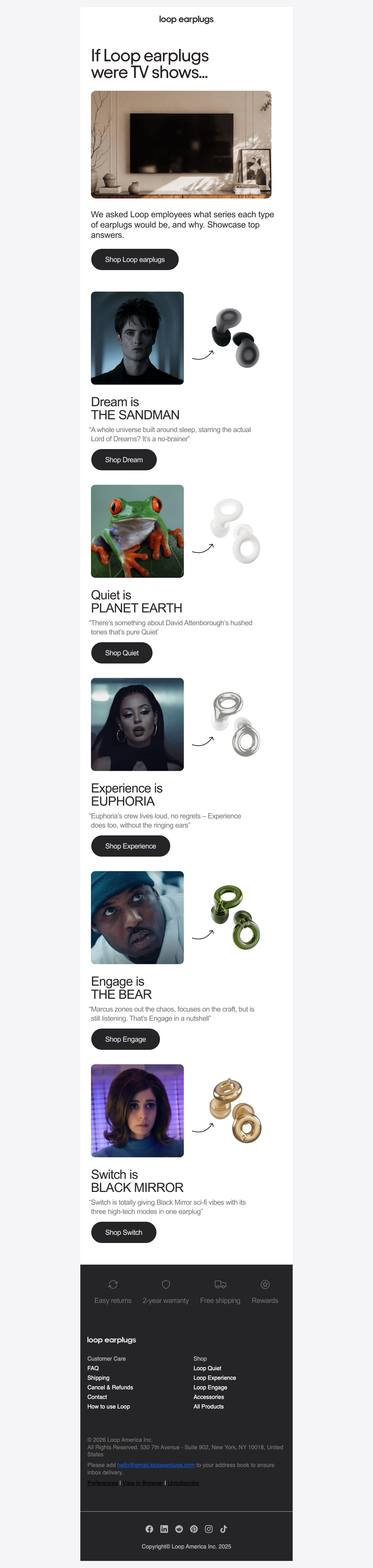 We matched our earplugs to TV shows