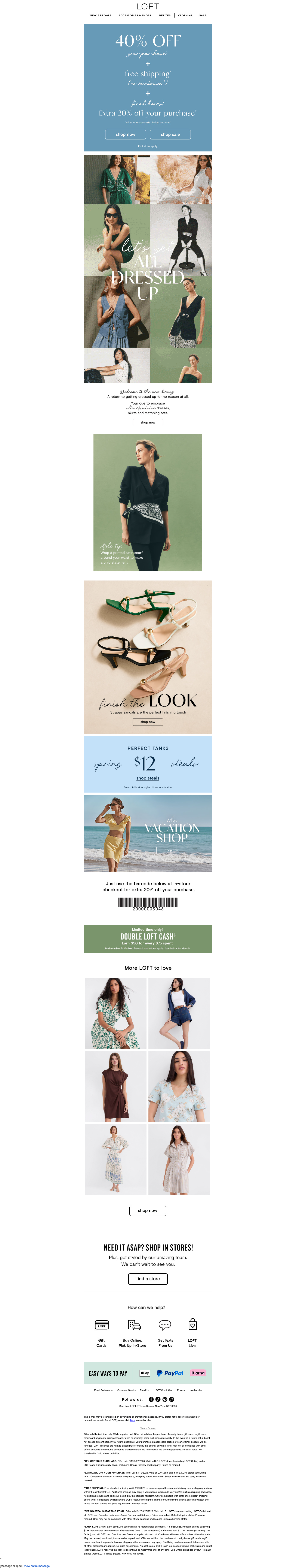 40% off + EXTRA 20% off + free shipping ends tonight