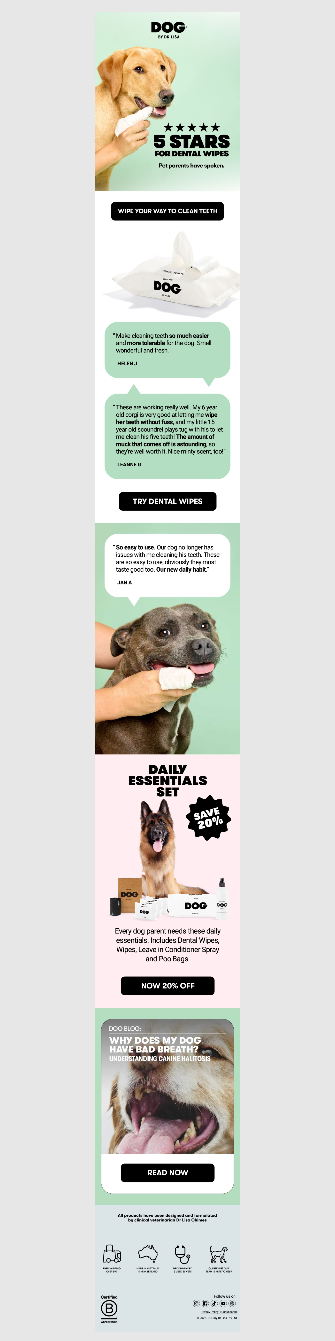 5 stars for Dental Wipes 