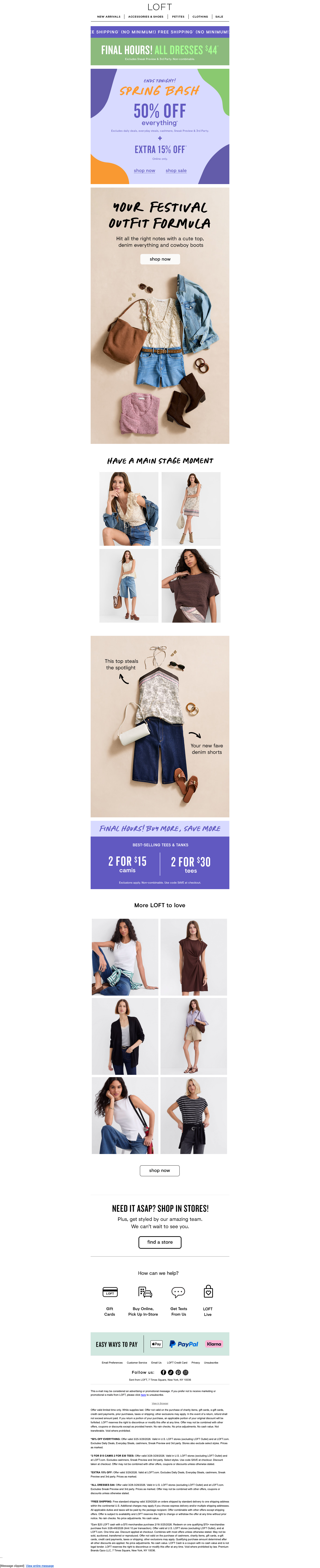 50% off everything + EXTRA 15% off tonight only*