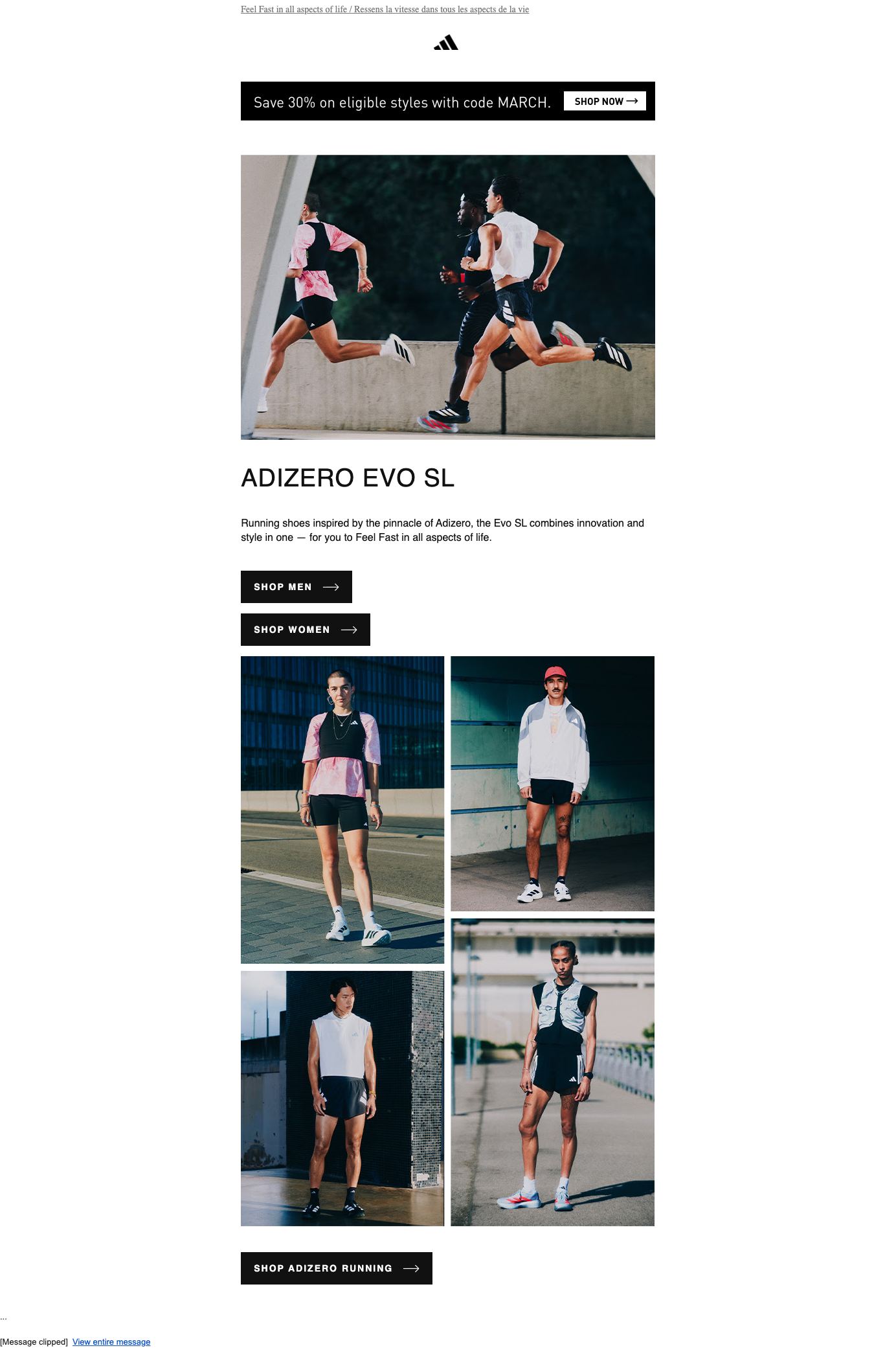 Shop Adizero Evo SL running shoes / Achète la chaussure de course Adizero Evo SL