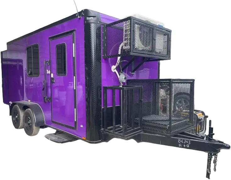 Trailers and equipment at a dealer lot
