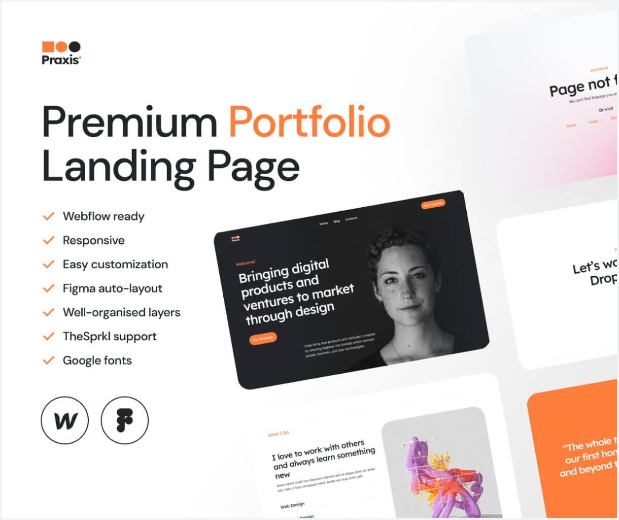 PraxisMX Webflow Template Screens
