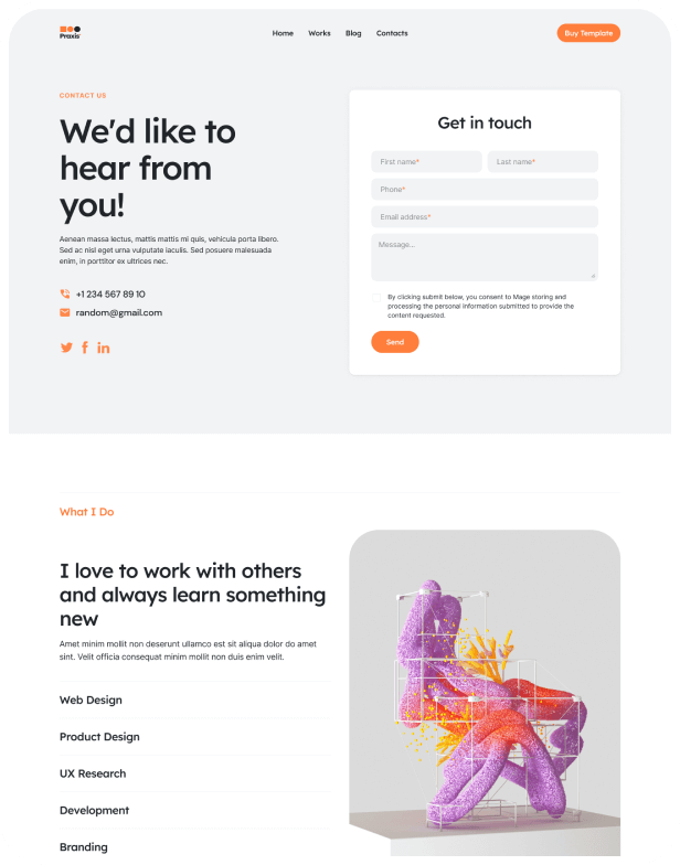 PraxisMX Webflow Template Screens