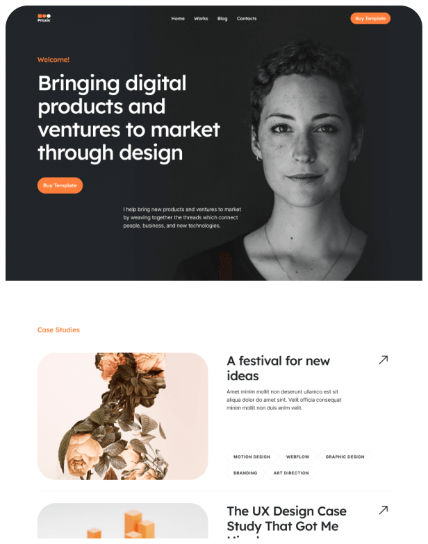 PraxisMX Webflow Template Screens