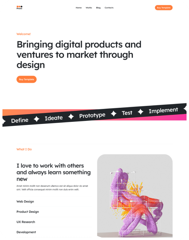 PraxisMX Webflow Template Screens