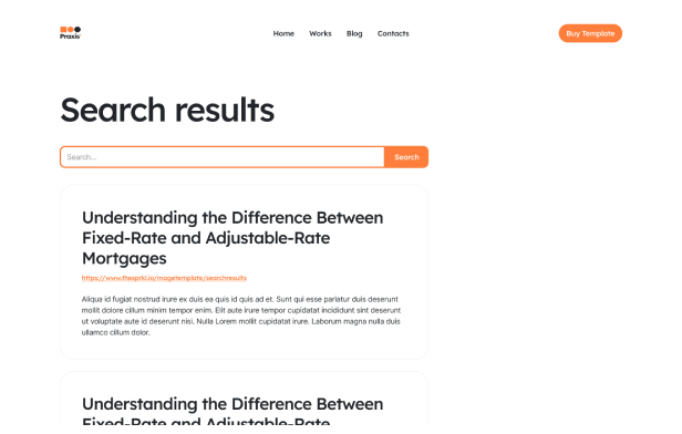 PraxisMX Webflow Template Screens