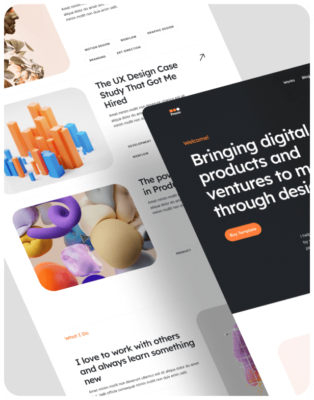 PraxisMX Webflow Template Screens