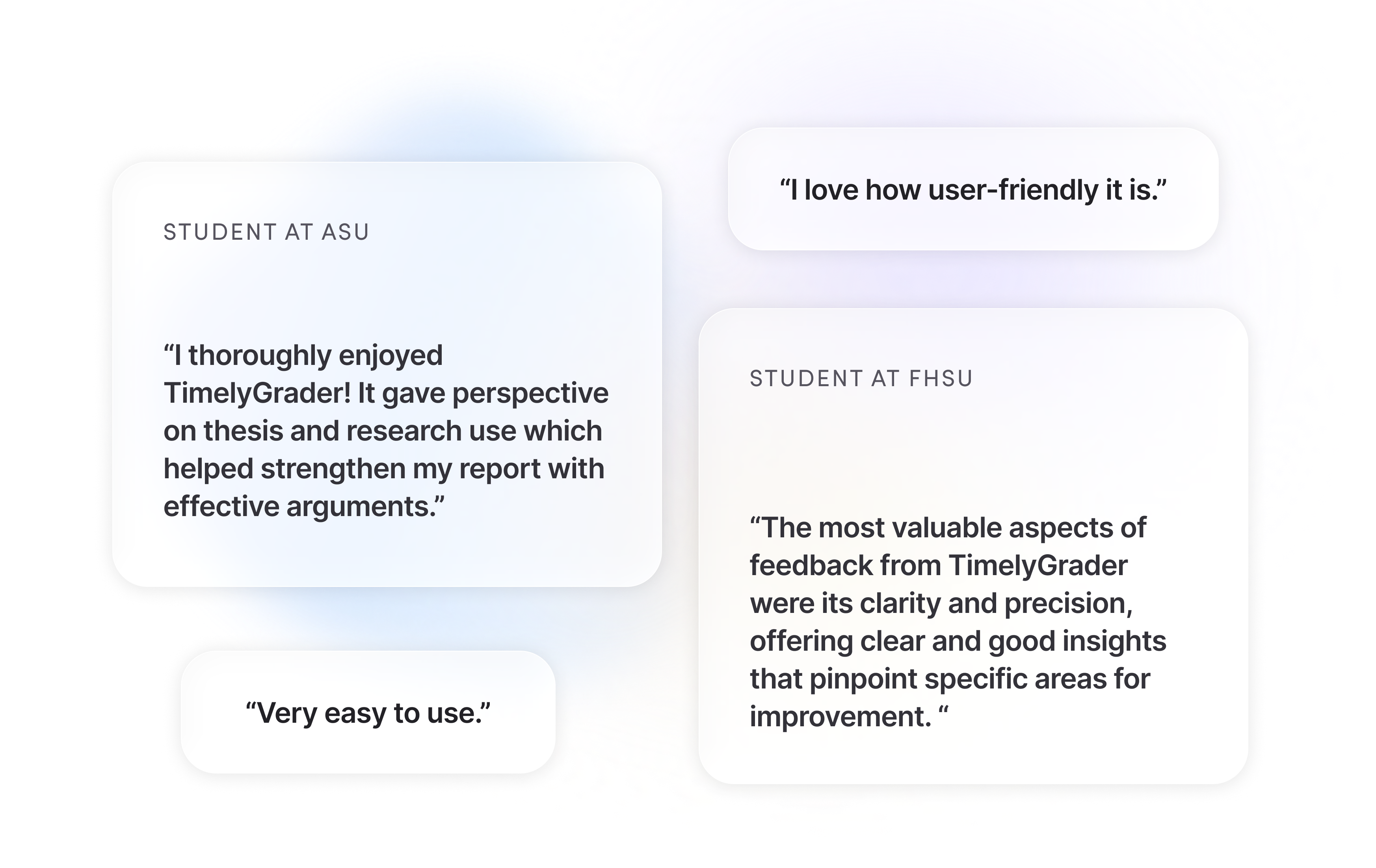 Student feedback and usage statistics illustrating how TimelyGrader improves usability, confidence, and academic performance through AI-assisted feedback.