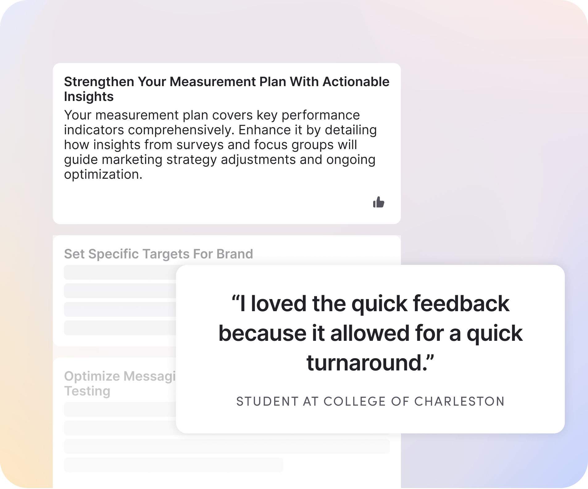 Illustration of students receiving on-demand, customized feedback with optional instructor review