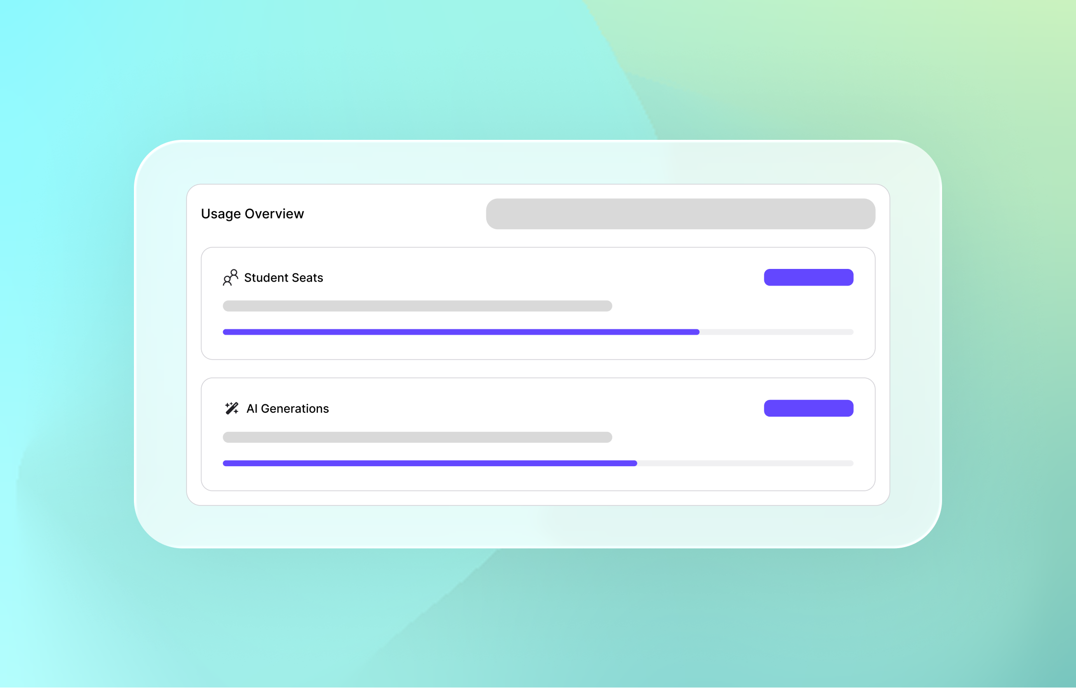 TimelyGrader Admin Dashboard showing institutional seat and generation usage
