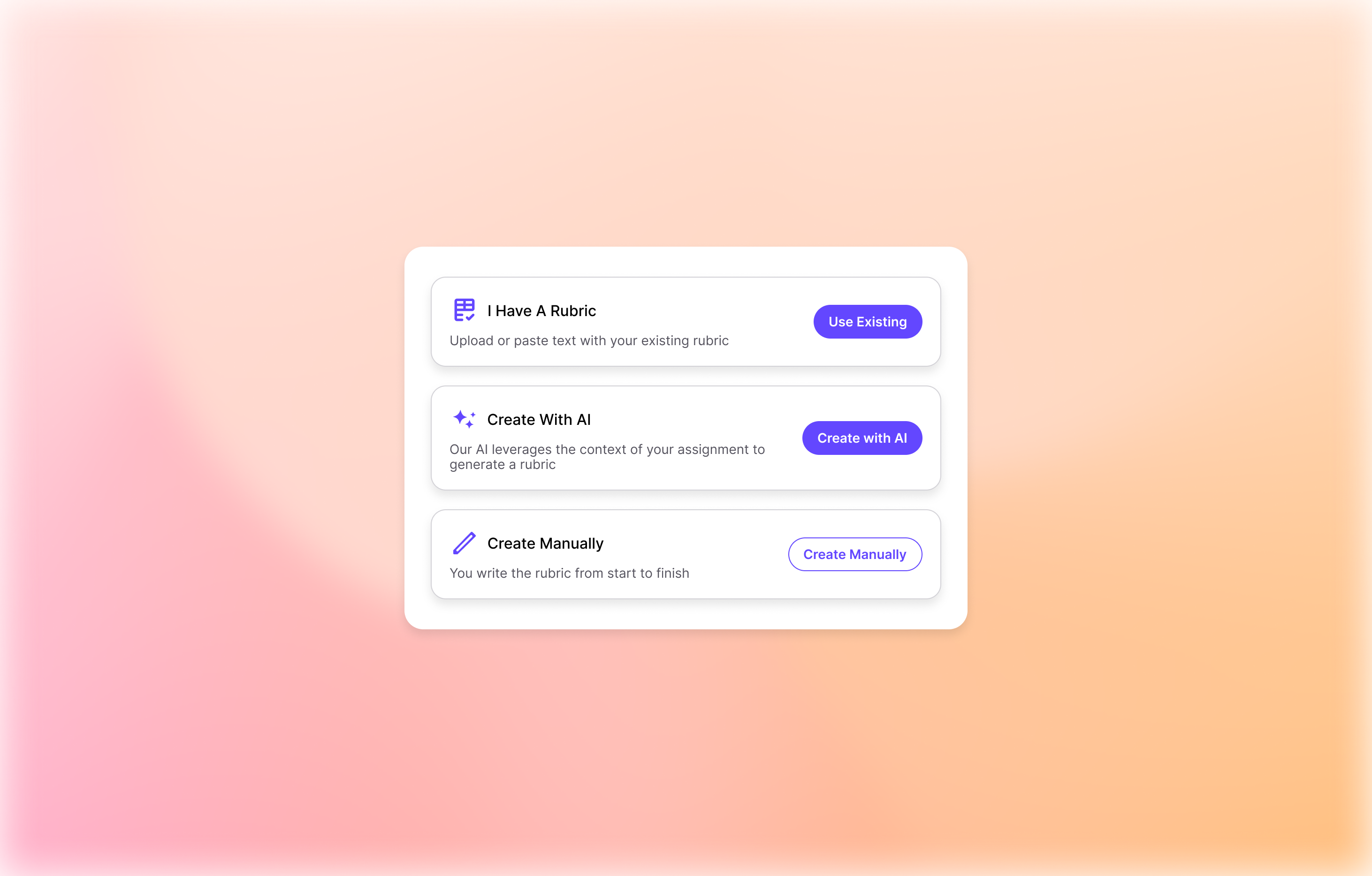 New “I Have a Rubric” option in TimelyGrader for importing an existing rubric