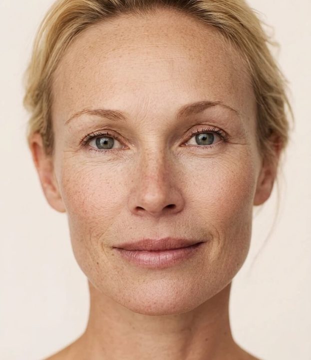 Example face used to show what the AI skin analysis reads