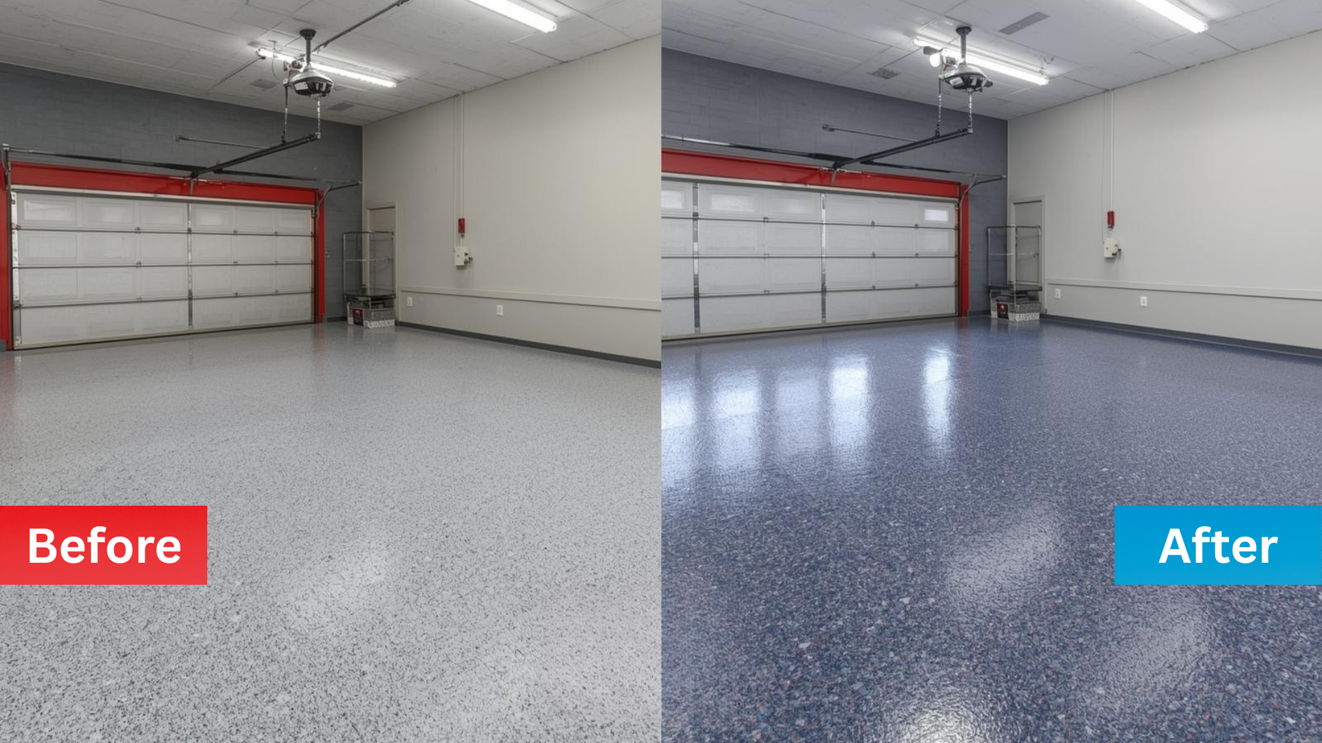 Epoxy floor coating before & after